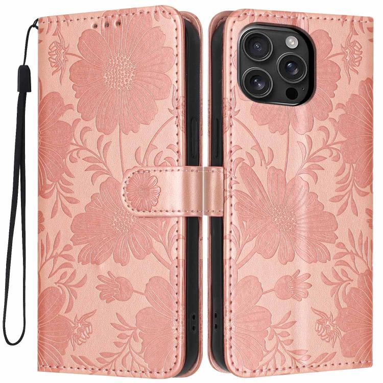غطاء هاتف من الجلد النباتي بنقشة عباد الشمس مع حبل أسود صغير، لجهاز iPhone 16e / 17e، لجهاز iPhone 17 Pro Max، لجهاز iPhone 17 Pro، لجهاز iPhone 17، لجهاز iPhone Air، لجهاز iPhone 16 Pro Max، لجهاز iPhone 16 Pro، لجهاز iPhone 16 Plus