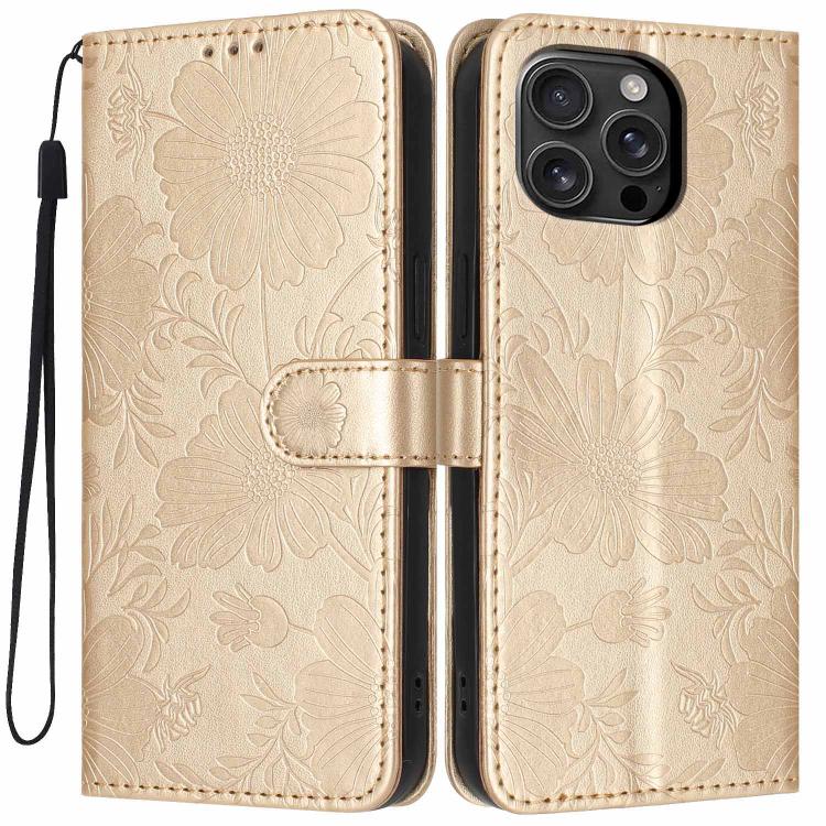 غطاء هاتف من الجلد النباتي بنقشة عباد الشمس مع حبل أسود صغير، لجهاز iPhone 16e / 17e، لجهاز iPhone 17 Pro Max، لجهاز iPhone 17 Pro، لجهاز iPhone 17، لجهاز iPhone Air، لجهاز iPhone 16 Pro Max، لجهاز iPhone 16 Pro، لجهاز iPhone 16 Plus