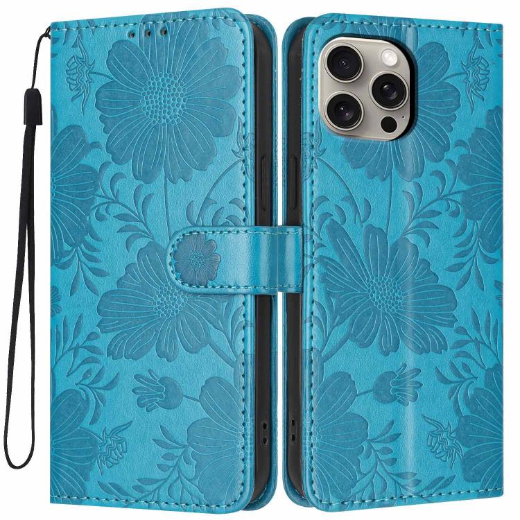 غطاء هاتف من الجلد النباتي بنقشة عباد الشمس مع حبل أسود صغير، لهواتف iPhone 14 Pro Max، iPhone 13 Pro Max، iPhone 13 Pro، iPhone 13، iPhone 12 / 12 Pro، iPhone 12 Pro Max، iPhone 11 Pro Max، iPhone 11