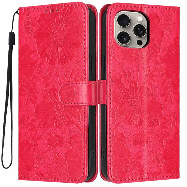 غطاء هاتف من الجلد النباتي بنقشة عباد الشمس مع حبل أسود صغير، لهواتف iPhone 14 Pro Max، iPhone 13 Pro Max، iPhone 13 Pro، iPhone 13، iPhone 12 / 12 Pro، iPhone 12 Pro Max، iPhone 11 Pro Max، iPhone 11