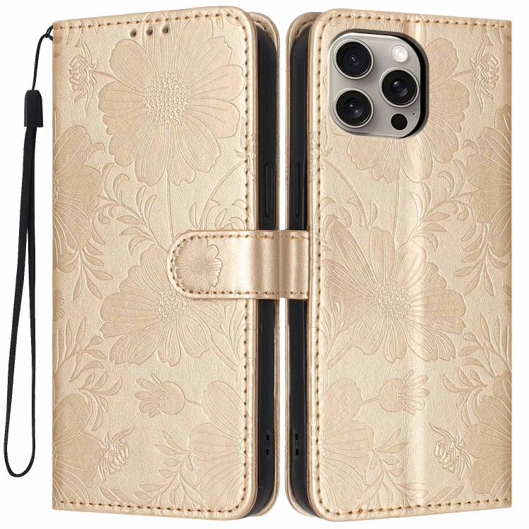 غطاء هاتف من الجلد النباتي بنقشة عباد الشمس مع حبل أسود صغير، لهواتف iPhone 14 Pro Max، iPhone 13 Pro Max، iPhone 13 Pro، iPhone 13، iPhone 12 / 12 Pro، iPhone 12 Pro Max، iPhone 11 Pro Max، iPhone 11