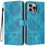 غطاء هاتف من الجلد النباتي بنقشة عباد الشمس مع حبل أسود صغير، لهواتف iPhone 14 Pro Max، iPhone 13 Pro Max، iPhone 13 Pro، iPhone 13، iPhone 12 / 12 Pro، iPhone 12 Pro Max، iPhone 11 Pro Max، iPhone 11