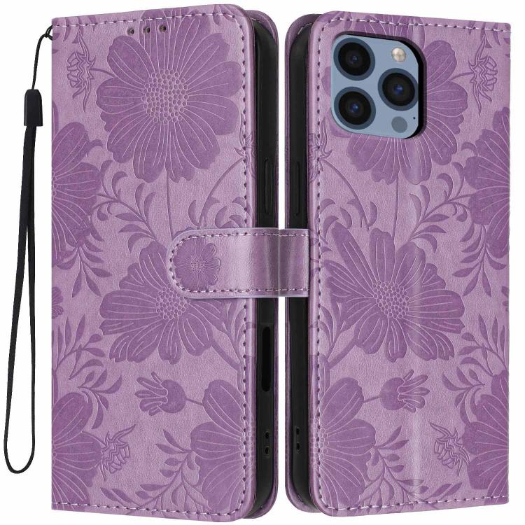 غطاء هاتف من الجلد النباتي بنقشة عباد الشمس مع حبل أسود صغير، لهواتف iPhone 14 Pro Max، iPhone 13 Pro Max، iPhone 13 Pro، iPhone 13، iPhone 12 / 12 Pro، iPhone 12 Pro Max، iPhone 11 Pro Max، iPhone 11