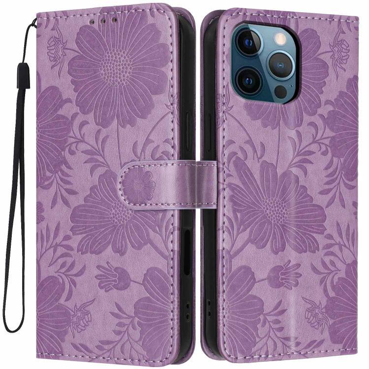 غطاء هاتف من الجلد النباتي بنقشة عباد الشمس مع حبل أسود صغير، لهواتف iPhone 14 Pro Max، iPhone 13 Pro Max، iPhone 13 Pro، iPhone 13، iPhone 12 / 12 Pro، iPhone 12 Pro Max، iPhone 11 Pro Max، iPhone 11