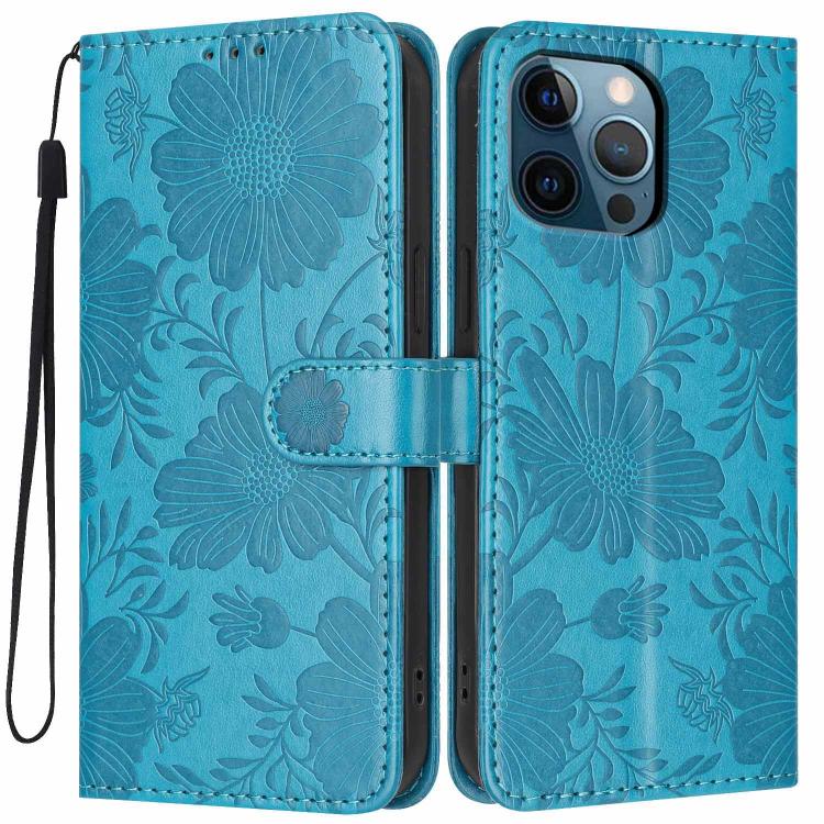 غطاء هاتف من الجلد النباتي بنقشة عباد الشمس مع حبل أسود صغير، لهواتف iPhone 14 Pro Max، iPhone 13 Pro Max، iPhone 13 Pro، iPhone 13، iPhone 12 / 12 Pro، iPhone 12 Pro Max، iPhone 11 Pro Max، iPhone 11