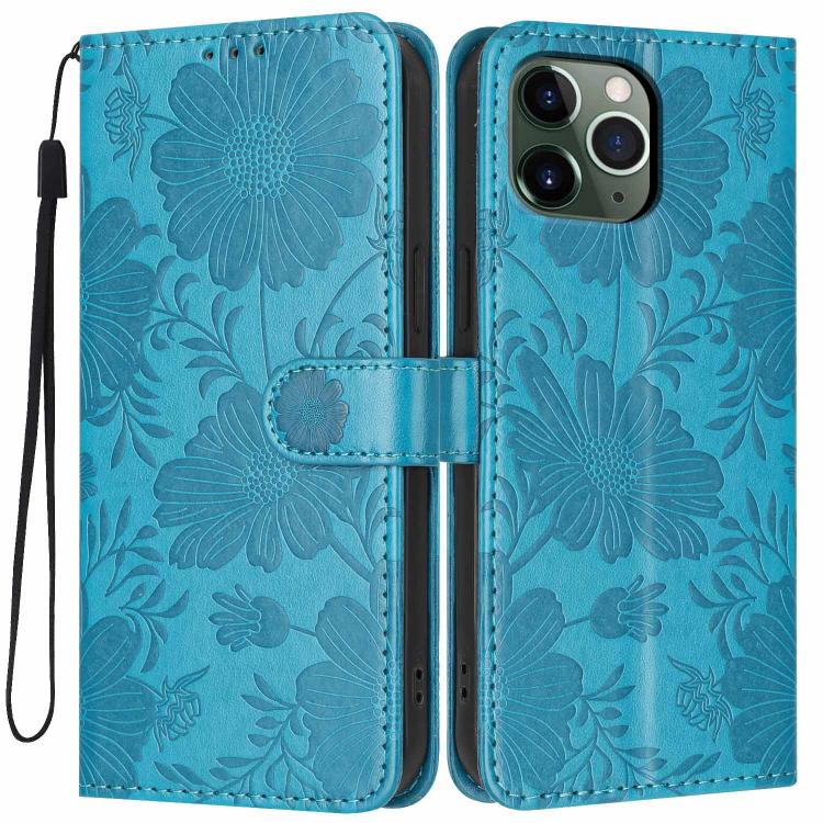 غطاء هاتف من الجلد النباتي بنقشة عباد الشمس مع حبل أسود صغير، لهواتف iPhone 14 Pro Max، iPhone 13 Pro Max، iPhone 13 Pro، iPhone 13، iPhone 12 / 12 Pro، iPhone 12 Pro Max، iPhone 11 Pro Max، iPhone 11