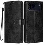 غطاء هاتف من الجلد النباتي بنقشة عباد الشمس مع حبل أسود صغير، لجهاز iPhone 16e / 17e، لجهاز iPhone 17 Pro Max، لجهاز iPhone 17 Pro، لجهاز iPhone 17، لجهاز iPhone Air، لجهاز iPhone 16 Pro Max، لجهاز iPhone 16 Pro، لجهاز iPhone 16 Plus