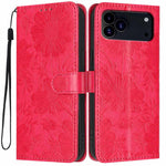 غطاء هاتف من الجلد النباتي بنقشة عباد الشمس مع حبل أسود صغير، لجهاز iPhone 16e / 17e، لجهاز iPhone 17 Pro Max، لجهاز iPhone 17 Pro، لجهاز iPhone 17، لجهاز iPhone Air، لجهاز iPhone 16 Pro Max، لجهاز iPhone 16 Pro، لجهاز iPhone 16 Plus