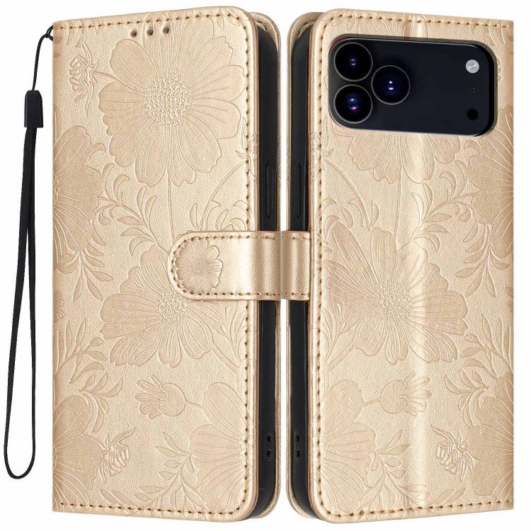غطاء هاتف من الجلد النباتي بنقشة عباد الشمس مع حبل أسود صغير، لجهاز iPhone 16e / 17e، لجهاز iPhone 17 Pro Max، لجهاز iPhone 17 Pro، لجهاز iPhone 17، لجهاز iPhone Air، لجهاز iPhone 16 Pro Max، لجهاز iPhone 16 Pro، لجهاز iPhone 16 Plus