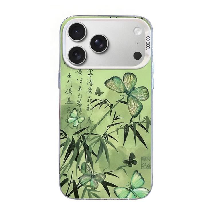 غطاء هاتف هجين من PC وTPU مطلي بالفضة بنقشة فراشة، لهواتف iPhone 17e / 16e، iPhone 17 Pro Max، iPhone 17 Pro، iPhone 17، iPhone Air، iPhone 16 Pro Max
