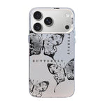غطاء هاتف هجين من PC وTPU مطلي بالفضة بنقشة فراشة، لهواتف iPhone 17e / 16e، iPhone 17 Pro Max، iPhone 17 Pro، iPhone 17، iPhone Air، iPhone 16 Pro Max