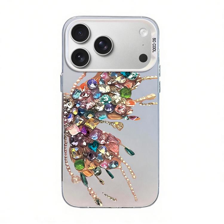 غطاء هاتف هجين من PC وTPU مطلي بالفضة بنقشة فراشة، لهواتف iPhone 17e / 16e، iPhone 17 Pro Max، iPhone 17 Pro، iPhone 17، iPhone Air، iPhone 16 Pro Max