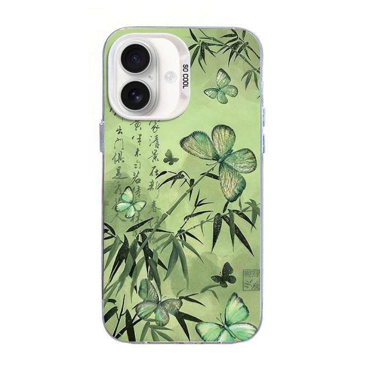 غطاء هاتف هجين من PC وTPU مطلي بالفضة بنقشة فراشة، لهواتف iPhone 17e / 16e، iPhone 17 Pro Max، iPhone 17 Pro، iPhone 17، iPhone Air، iPhone 16 Pro Max
