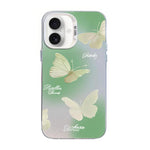 غطاء هاتف هجين من PC وTPU مطلي بالفضة بنقشة فراشة، لهواتف iPhone 17e / 16e، iPhone 17 Pro Max، iPhone 17 Pro، iPhone 17، iPhone Air، iPhone 16 Pro Max