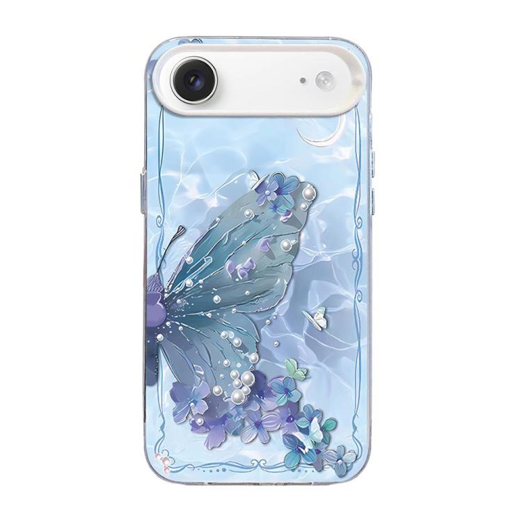 غطاء هاتف هجين من PC وTPU مطلي بالفضة بنقشة فراشة، لهواتف iPhone 17e / 16e، iPhone 17 Pro Max، iPhone 17 Pro، iPhone 17، iPhone Air، iPhone 16 Pro Max