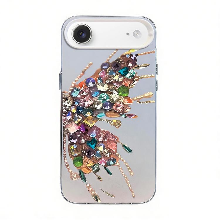 غطاء هاتف هجين من PC وTPU مطلي بالفضة بنقشة فراشة، لهواتف iPhone 17e / 16e، iPhone 17 Pro Max، iPhone 17 Pro، iPhone 17، iPhone Air، iPhone 16 Pro Max