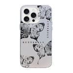 غطاء هاتف هجين من PC وTPU مطلي بالفضة بنقشة فراشة، لهواتف iPhone 16 Pro، iPhone 16 Plus، iPhone 16، iPhone 15 Pro Max، iPhone 15 Pro، iPhone 15 Plus