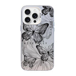 غطاء هاتف هجين من PC وTPU مطلي بالفضة بنقشة فراشة، لهواتف iPhone 16 Pro، iPhone 16 Plus، iPhone 16، iPhone 15 Pro Max، iPhone 15 Pro، iPhone 15 Plus