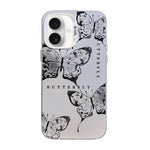 غطاء هاتف هجين من PC وTPU مطلي بالفضة بنقشة فراشة، لهواتف iPhone 16 Pro، iPhone 16 Plus، iPhone 16، iPhone 15 Pro Max، iPhone 15 Pro، iPhone 15 Plus