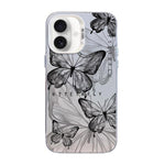 غطاء هاتف هجين من PC وTPU مطلي بالفضة بنقشة فراشة، لهواتف iPhone 16 Pro، iPhone 16 Plus، iPhone 16، iPhone 15 Pro Max، iPhone 15 Pro، iPhone 15 Plus