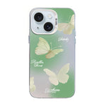 غطاء هاتف هجين من PC وTPU مطلي بالفضة بنقشة فراشة، لهواتف iPhone 16 Pro، iPhone 16 Plus، iPhone 16، iPhone 15 Pro Max، iPhone 15 Pro، iPhone 15 Plus