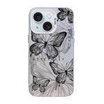 غطاء هاتف هجين من PC وTPU مطلي بالفضة بنقشة فراشة، لهواتف iPhone 16 Pro، iPhone 16 Plus، iPhone 16، iPhone 15 Pro Max، iPhone 15 Pro، iPhone 15 Plus