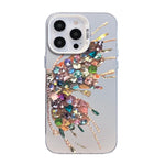 غطاء هاتف هجين من PC وTPU مطلي بالفضة بنقشة فراشة، لهواتف iPhone 15، iPhone 14 Plus، iPhone 14، iPhone 14 Pro، iPhone 14 Pro Max، iPhone SE 2022 / SE 2020
