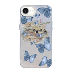 غطاء هاتف هجين من PC وTPU مطلي بالفضة بنقشة فراشة، لهواتف iPhone 15، iPhone 14 Plus، iPhone 14، iPhone 14 Pro، iPhone 14 Pro Max، iPhone SE 2022 / SE 2020