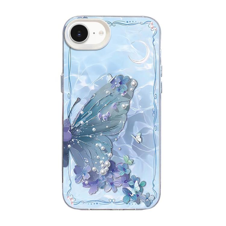 غطاء هاتف هجين من PC وTPU مطلي بالفضة بنقشة فراشة، لهواتف iPhone 15، iPhone 14 Plus، iPhone 14، iPhone 14 Pro، iPhone 14 Pro Max، iPhone SE 2022 / SE 2020