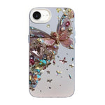 غطاء هاتف هجين من PC وTPU مطلي بالفضة بنقشة فراشة، لهواتف iPhone 15، iPhone 14 Plus، iPhone 14، iPhone 14 Pro، iPhone 14 Pro Max، iPhone SE 2022 / SE 2020