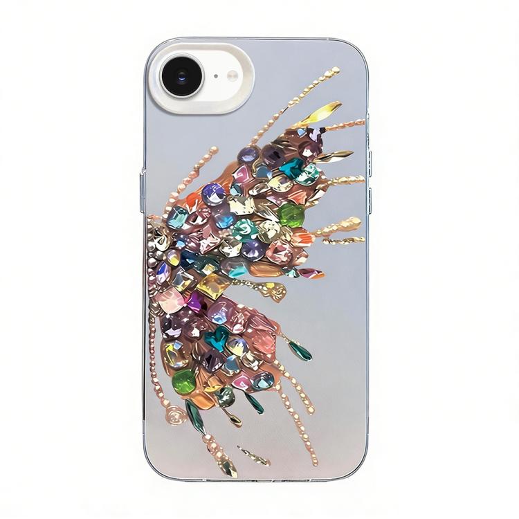 غطاء هاتف هجين من PC وTPU مطلي بالفضة بنقشة فراشة، لهواتف iPhone 15، iPhone 14 Plus، iPhone 14، iPhone 14 Pro، iPhone 14 Pro Max، iPhone SE 2022 / SE 2020