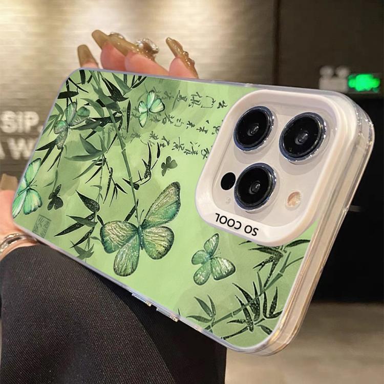 غطاء هاتف هجين من PC وTPU مطلي بالفضة بنقشة فراشة، لهواتف iPhone 13 Pro Max، iPhone 13 Pro، iPhone 13، iPhone 13 mini، iPhone 12 Pro Max، iPhone 12 Pro
