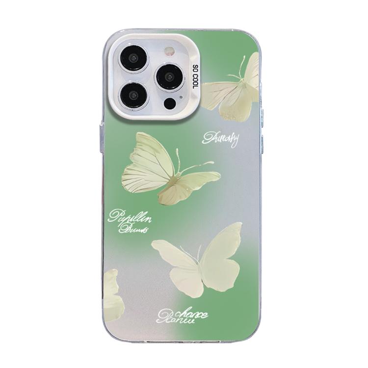 غطاء هاتف هجين من PC وTPU مطلي بالفضة بنقشة فراشة، لهواتف iPhone 13 Pro Max، iPhone 13 Pro، iPhone 13، iPhone 13 mini، iPhone 12 Pro Max، iPhone 12 Pro