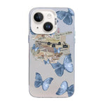 غطاء هاتف هجين من PC وTPU مطلي بالفضة بنقشة فراشة، لهواتف iPhone 13 Pro Max، iPhone 13 Pro، iPhone 13، iPhone 13 mini، iPhone 12 Pro Max، iPhone 12 Pro