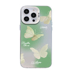 غطاء هاتف هجين من PC وTPU مطلي بالفضة بنقشة فراشة، لهواتف iPhone 13 Pro Max، iPhone 13 Pro، iPhone 13، iPhone 13 mini، iPhone 12 Pro Max، iPhone 12 Pro
