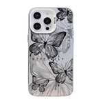 غطاء هاتف هجين من PC وTPU مطلي بالفضة بنقشة فراشة، لهواتف iPhone 13 Pro Max، iPhone 13 Pro، iPhone 13، iPhone 13 mini، iPhone 12 Pro Max، iPhone 12 Pro