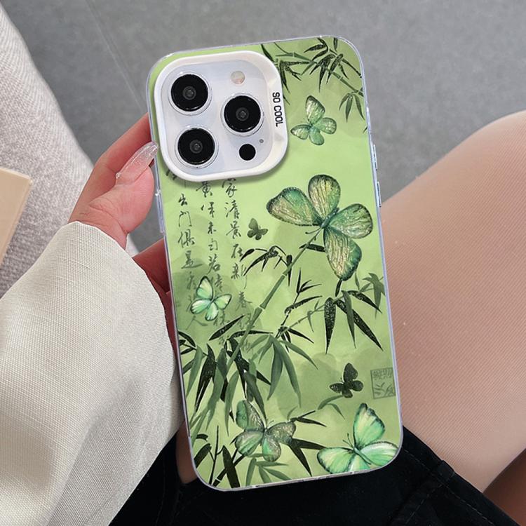 غطاء هاتف هجين من PC وTPU مطلي بالفضة بنقشة فراشة، لهواتف iPhone 12 mini، iPhone 11 Pro Max، iPhone 11، iPhone 11 Pro، iPhone XS / X، iPhone XR