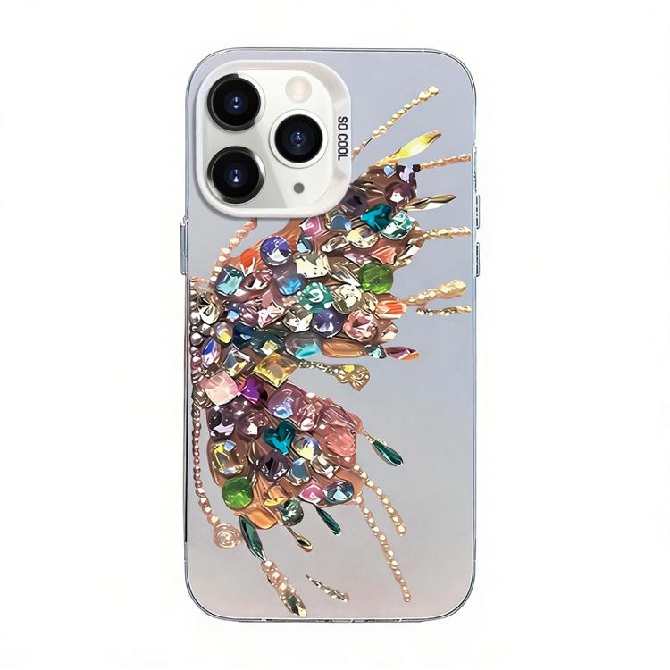 غطاء هاتف هجين من PC وTPU مطلي بالفضة بنقشة فراشة، لهواتف iPhone 12 mini، iPhone 11 Pro Max، iPhone 11، iPhone 11 Pro، iPhone XS / X، iPhone XR