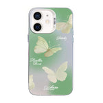 غطاء هاتف هجين من PC وTPU مطلي بالفضة بنقشة فراشة، لهواتف iPhone 12 mini، iPhone 11 Pro Max، iPhone 11، iPhone 11 Pro، iPhone XS / X، iPhone XR