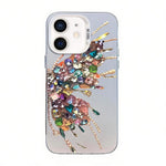 غطاء هاتف هجين من PC وTPU مطلي بالفضة بنقشة فراشة، لهواتف iPhone 12 mini، iPhone 11 Pro Max، iPhone 11، iPhone 11 Pro، iPhone XS / X، iPhone XR