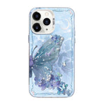 غطاء هاتف هجين من PC وTPU مطلي بالفضة بنقشة فراشة، لهواتف iPhone 12 mini، iPhone 11 Pro Max، iPhone 11، iPhone 11 Pro، iPhone XS / X، iPhone XR