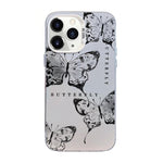 غطاء هاتف هجين من PC وTPU مطلي بالفضة بنقشة فراشة، لهواتف iPhone 12 mini، iPhone 11 Pro Max، iPhone 11، iPhone 11 Pro، iPhone XS / X، iPhone XR