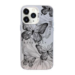 غطاء هاتف هجين من PC وTPU مطلي بالفضة بنقشة فراشة، لهواتف iPhone 12 mini، iPhone 11 Pro Max، iPhone 11، iPhone 11 Pro، iPhone XS / X، iPhone XR