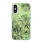 غطاء هاتف هجين من PC وTPU مطلي بالفضة بنقشة فراشة، لهواتف iPhone 12 mini، iPhone 11 Pro Max، iPhone 11، iPhone 11 Pro، iPhone XS / X، iPhone XR