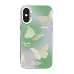 غطاء هاتف هجين من PC وTPU مطلي بالفضة بنقشة فراشة، لهواتف iPhone 12 mini، iPhone 11 Pro Max، iPhone 11، iPhone 11 Pro، iPhone XS / X، iPhone XR