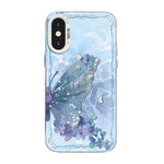 غطاء هاتف هجين من PC وTPU مطلي بالفضة بنقشة فراشة، لهواتف iPhone 12 mini، iPhone 11 Pro Max، iPhone 11، iPhone 11 Pro، iPhone XS / X، iPhone XR