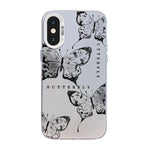غطاء هاتف هجين من PC وTPU مطلي بالفضة بنقشة فراشة، لهواتف iPhone 12 mini، iPhone 11 Pro Max، iPhone 11، iPhone 11 Pro، iPhone XS / X، iPhone XR