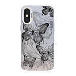 غطاء هاتف هجين من PC وTPU مطلي بالفضة بنقشة فراشة، لهواتف iPhone 12 mini، iPhone 11 Pro Max، iPhone 11، iPhone 11 Pro، iPhone XS / X، iPhone XR