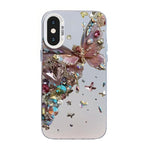 غطاء هاتف هجين من PC وTPU مطلي بالفضة بنقشة فراشة، لهواتف iPhone 12 mini، iPhone 11 Pro Max، iPhone 11، iPhone 11 Pro، iPhone XS / X، iPhone XR