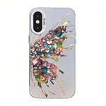 غطاء هاتف هجين من PC وTPU مطلي بالفضة بنقشة فراشة، لهواتف iPhone 12 mini، iPhone 11 Pro Max، iPhone 11، iPhone 11 Pro، iPhone XS / X، iPhone XR